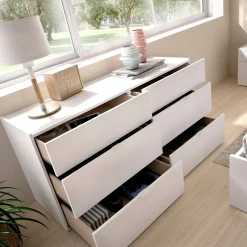 Salotto|Camera Da Letto > Dmora Cassettiera con maniglie bianca 120x62h cm - Avana Bianco