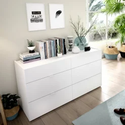 Salotto|Camera Da Letto > Dmora Cassettiera con maniglie bianca 120x62h cm - Avana Bianco