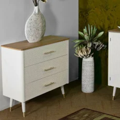 Cassettiera con maniglie bianca e marrone 78x80h cm - Phaidone