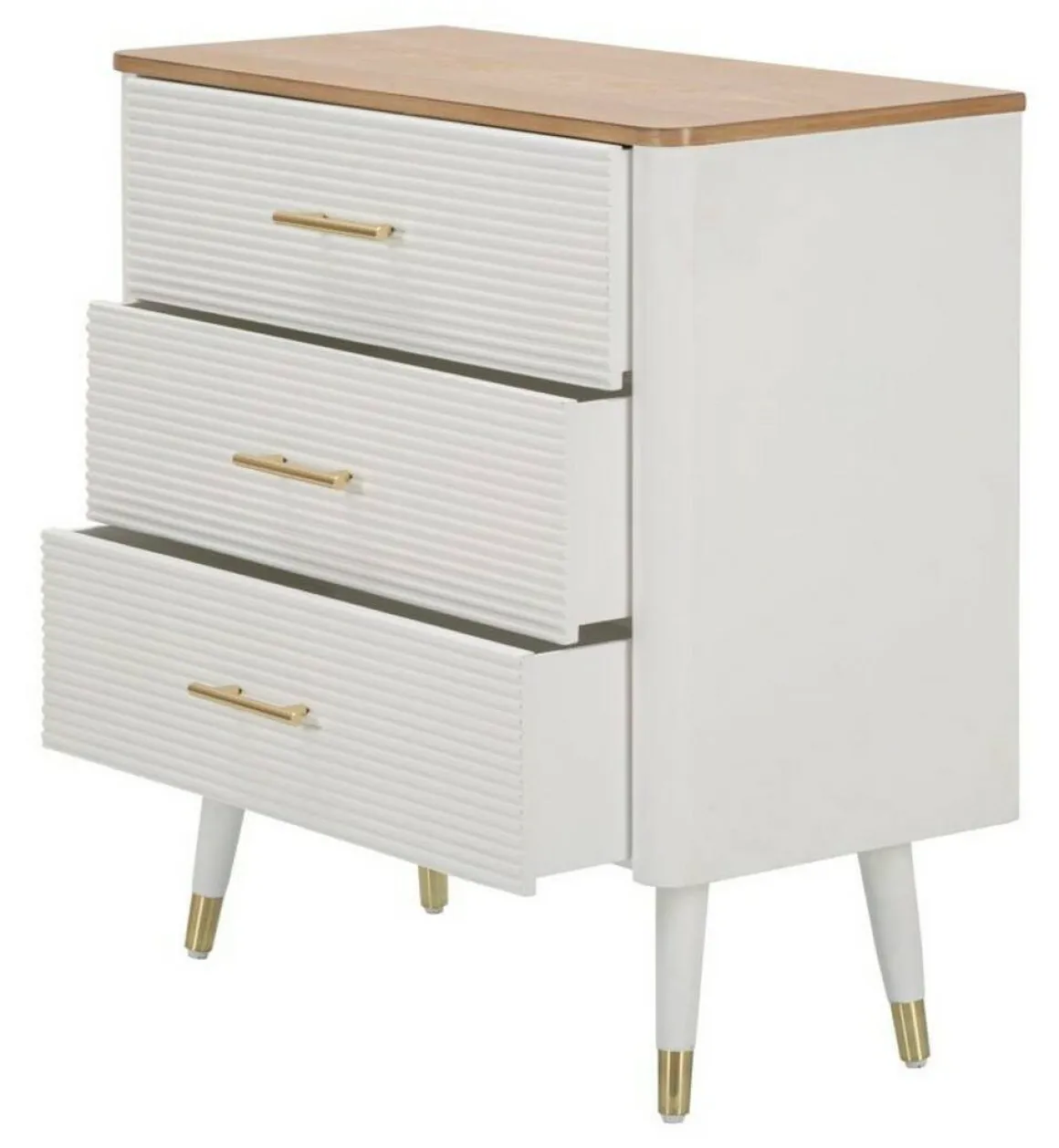Cassettiera con maniglie bianca e marrone 78x80h cm - Phaidone