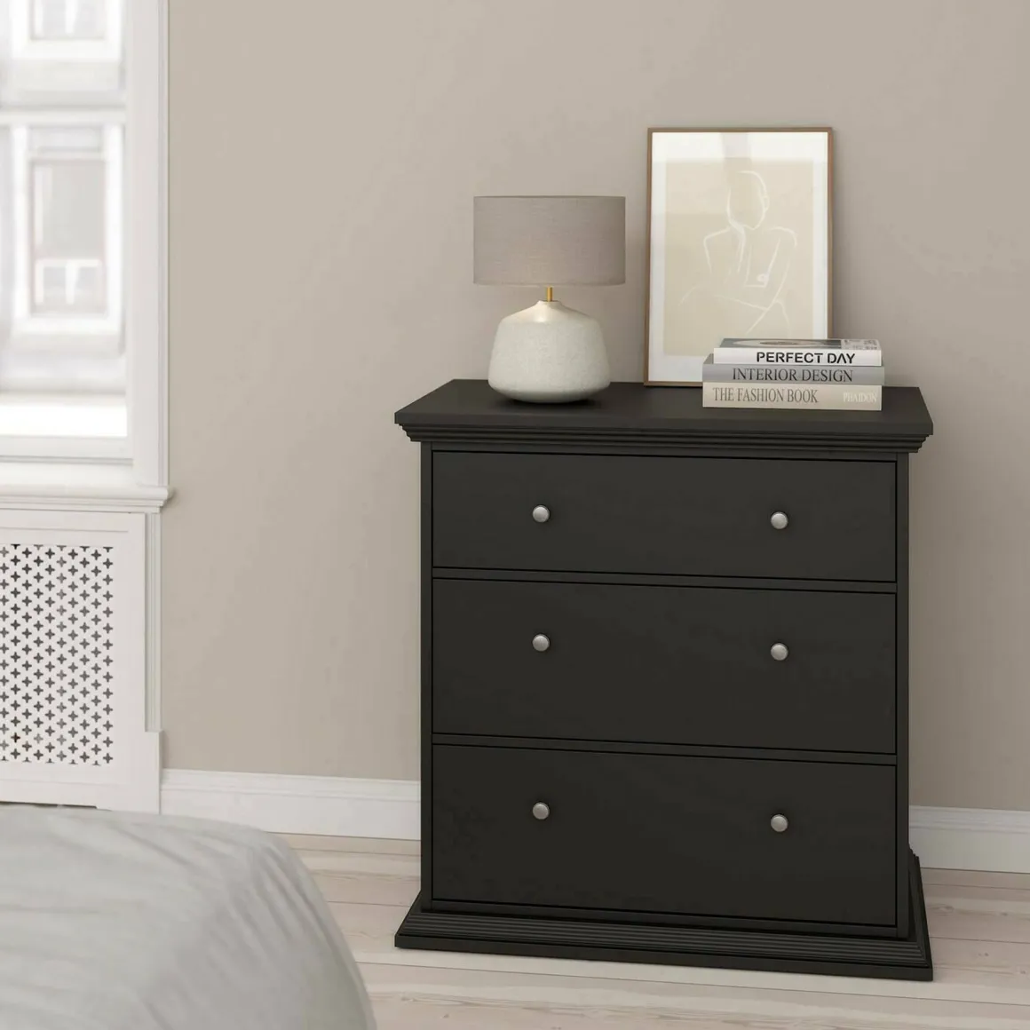 Cassettiera con maniglie nera 86x88h cm - Domeng