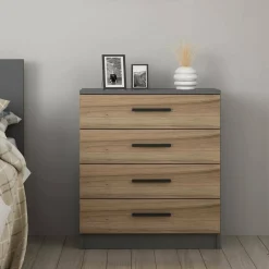 Cassettiere > Dmora Cassettiera con maniglie noce 70x42h cm - Kalmaegi Marrone Noce