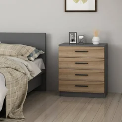 Cassettiere > Dmora Cassettiera con maniglie noce 70x42h cm - Kalmaegi Marrone Noce