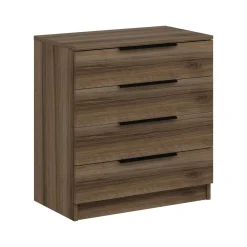 Salotto|Camera Da Letto > Dmora Cassettiera con maniglie noce e bianca marmo 76x90h cm - Molly Bianco Marmo, Marrone Noce