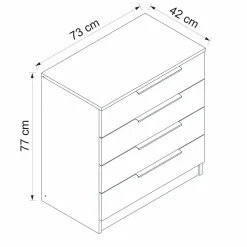 Salotto|Camera Da Letto > Dmora Cassettiera con maniglie noce e bianca marmo 76x90h cm - Molly Bianco Marmo, Marrone Noce