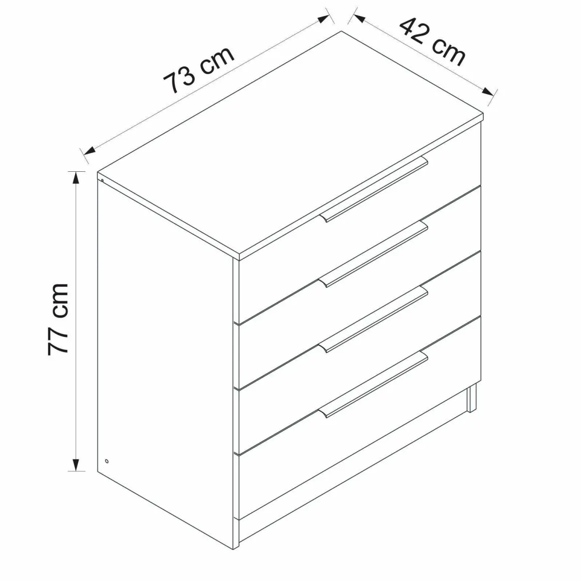 Salotto|Camera Da Letto > Dmora Cassettiera con maniglie noce e bianca marmo 76x90h cm - Molly Bianco Marmo, Marrone Noce