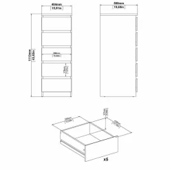 Cassettiere > Dmora Cassettiera con maniglie rovere 50x111h cm - Achaldi Marrone Rovere