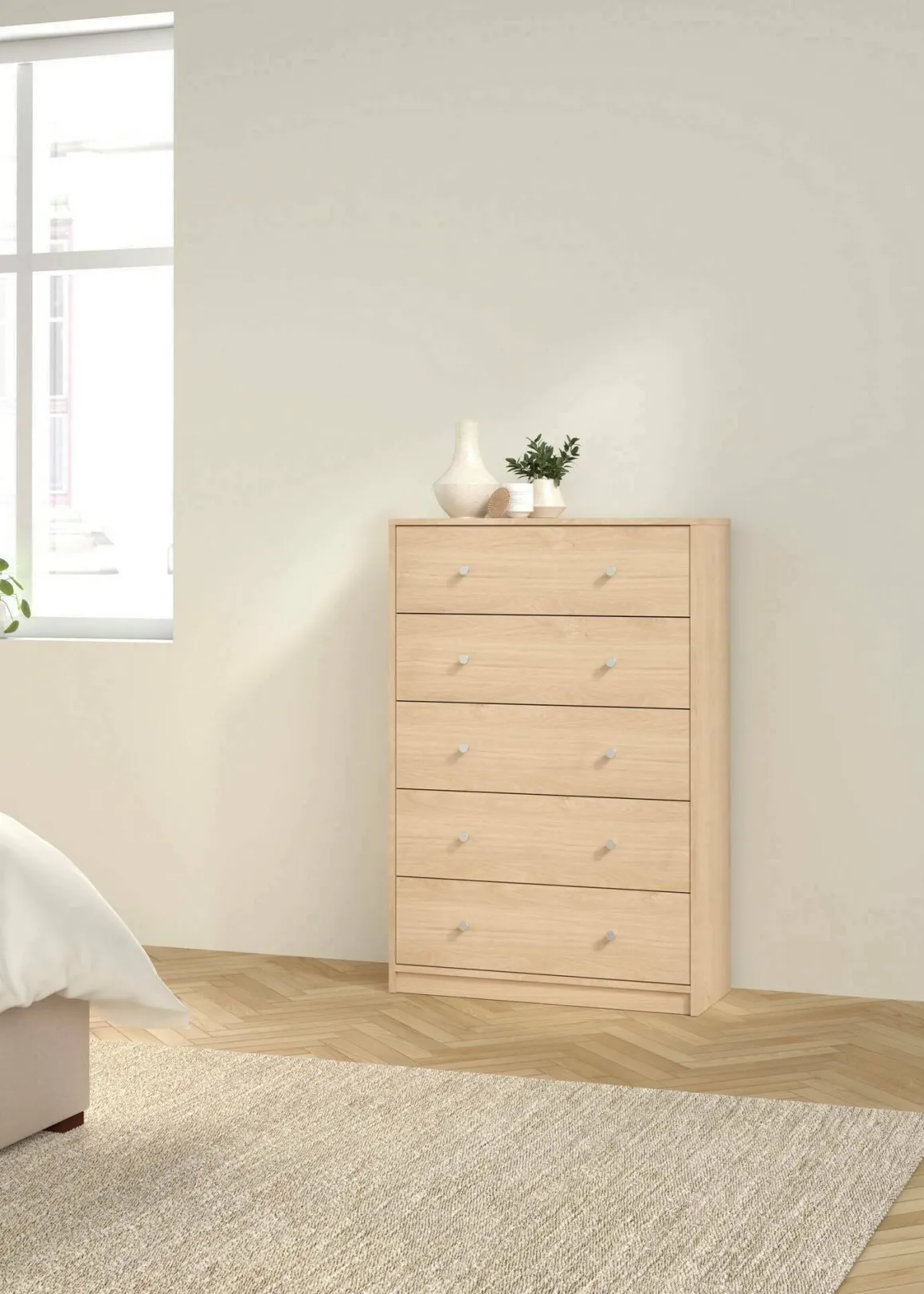 Cassettiere > Dmora Cassettiera con maniglie rovere 80x68h cm - Arwen Marrone Rovere