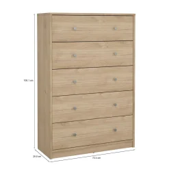 Cassettiere > Dmora Cassettiera con maniglie rovere 80x68h cm - Arwen Marrone Rovere
