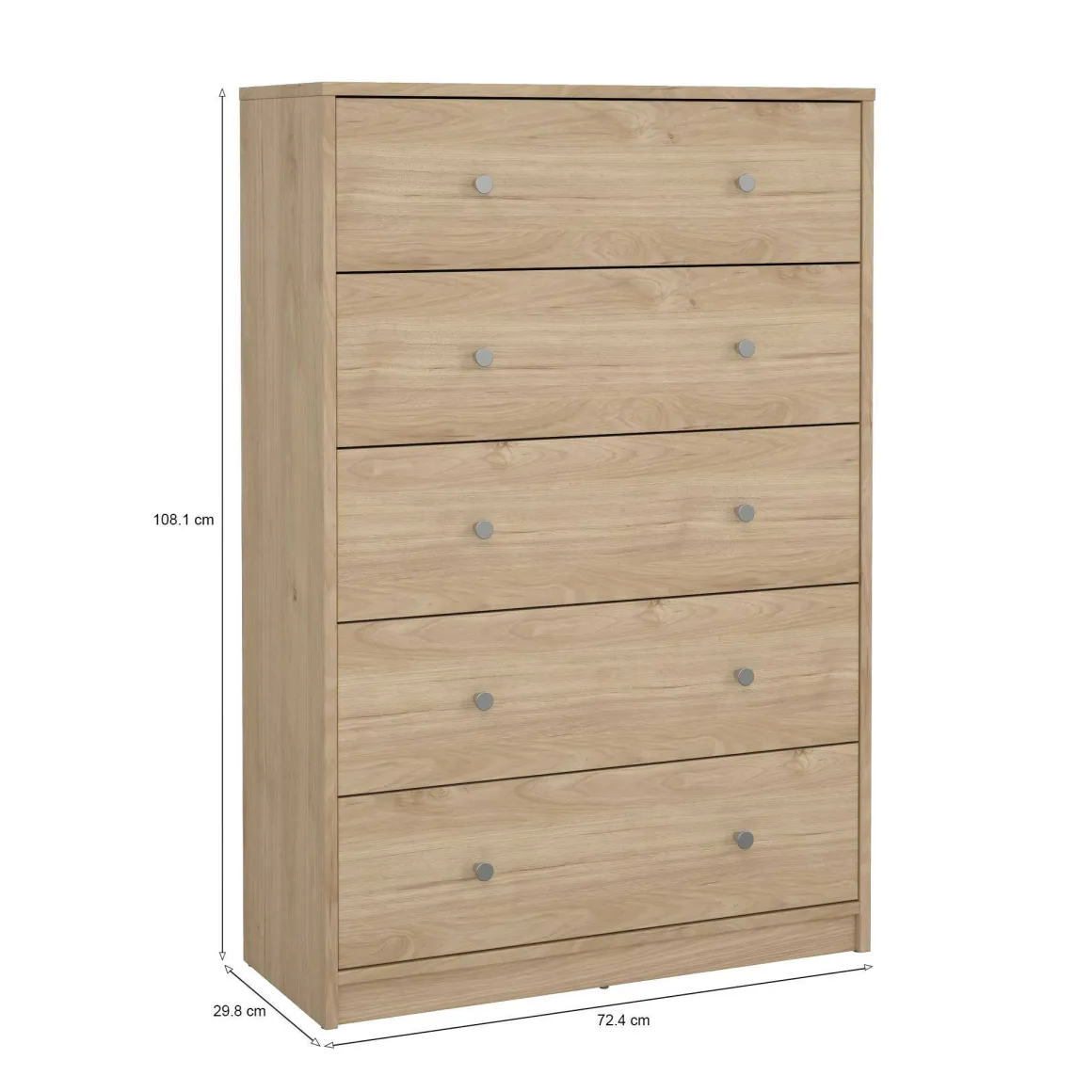 Cassettiere > Dmora Cassettiera con maniglie rovere 80x68h cm - Arwen Marrone Rovere