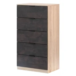 Cassettiere > Dmora Cassettiera con maniglie rovere e bianca 48x60h cm - Agazzino Bianco, Marrone Rovere