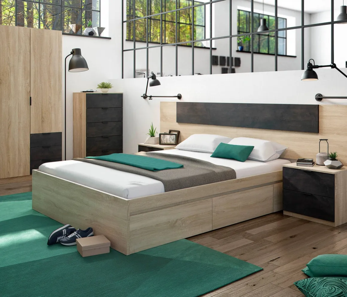 Cassettiera con maniglie rovere e antracite 60x110h cm - Armenia