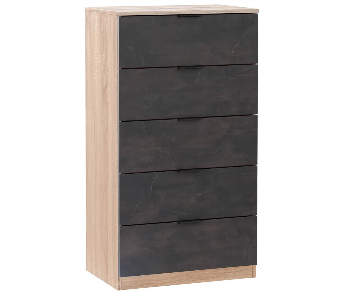 Cassettiera con maniglie rovere e antracite 60x110h cm - Armenia