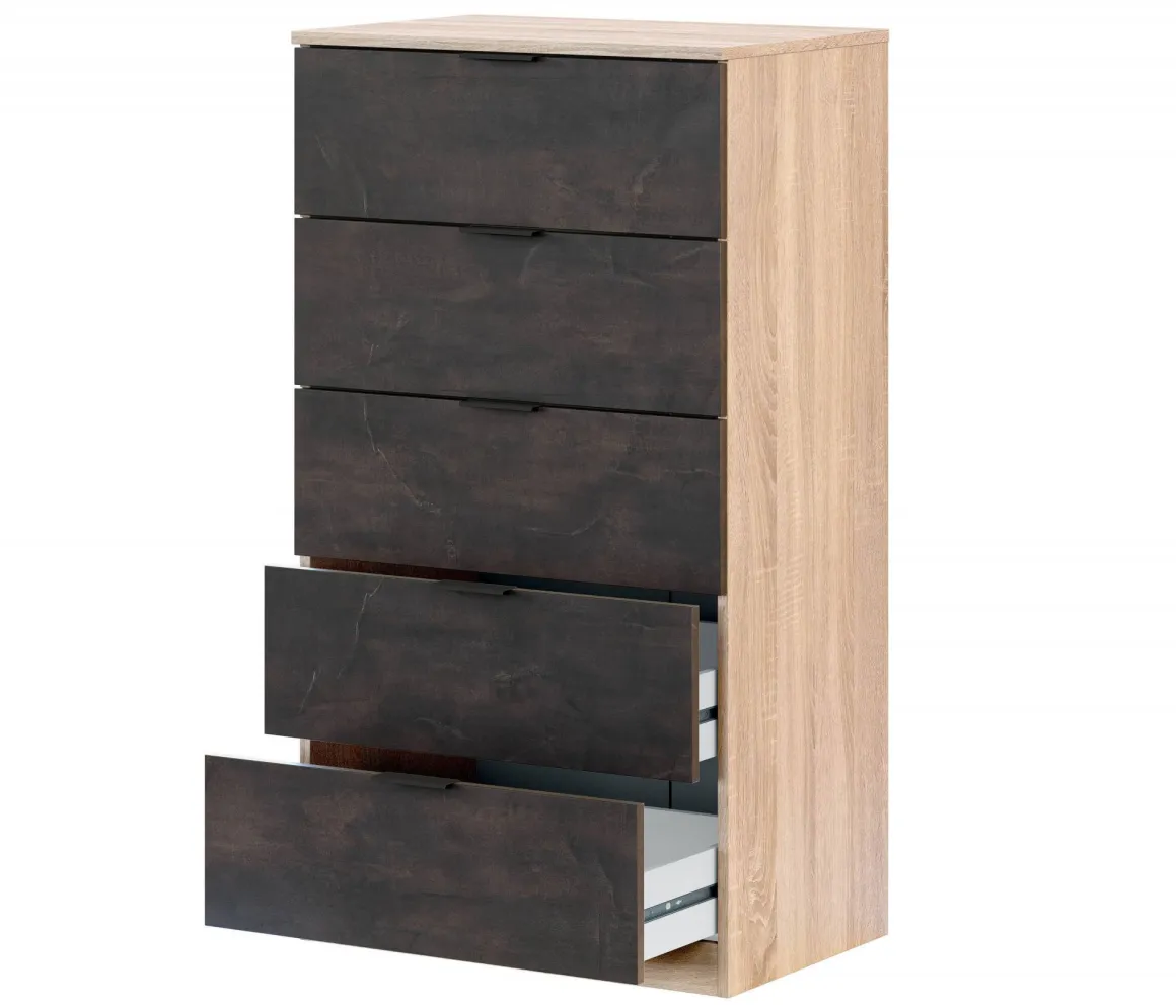 Cassettiera con maniglie rovere e antracite 60x110h cm - Armenia
