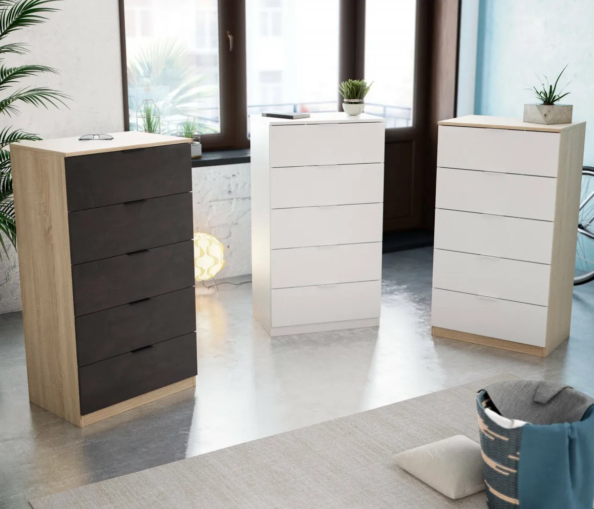 Cassettiera con maniglie rovere e antracite 60x110h cm - Armenia
