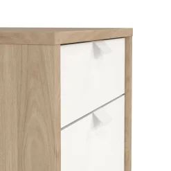 Cassettiere > Dmora Cassettiera con maniglie rovere e bianca 48x60h cm - Agazzino Bianco, Marrone Rovere