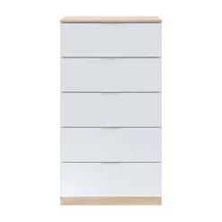 Salotto|Camera Da Letto > Dmora Cassettiera con maniglie rovere e bianca 60x87h cm - Solano Bianco, Marrone Rovere