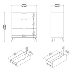 Cassettiera con maniglie rovere e bianca 78x92h cm - Alamid