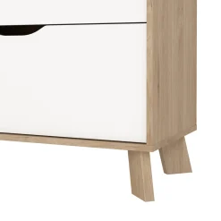 Cassettiera con maniglie rovere e bianca 78x92h cm - Alamid