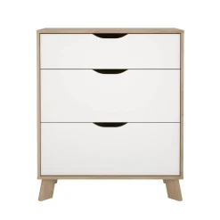Cassettiera con maniglie rovere e bianca 78x92h cm - Alamid
