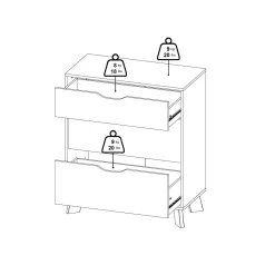 Cassettiera con maniglie rovere e bianca 78x92h cm - Alamid