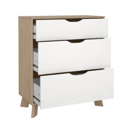 Cassettiera con maniglie rovere e bianca 78x92h cm - Alamid