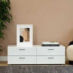 Cassettiere > Dmora Cassettiera economica bianca 110x35h cm - Gignod Bianco