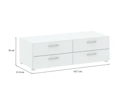 Cassettiere > Dmora Cassettiera economica bianca 110x35h cm - Gignod Bianco