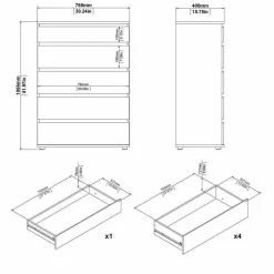 Cassettiere > Dmora Cassettiera elegante bianca 76x106h cm - Arriba Bianco