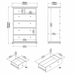 Cassettiere > Dmora Cassettiera grande grigia 96x139h cm - Gaetana Grigio