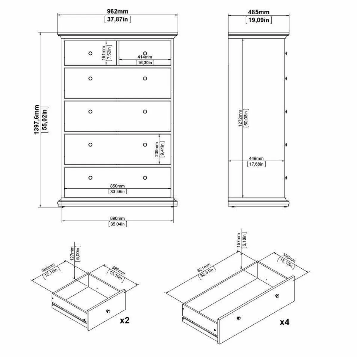 Cassettiere > Dmora Cassettiera grande grigia 96x139h cm - Gaetana Grigio