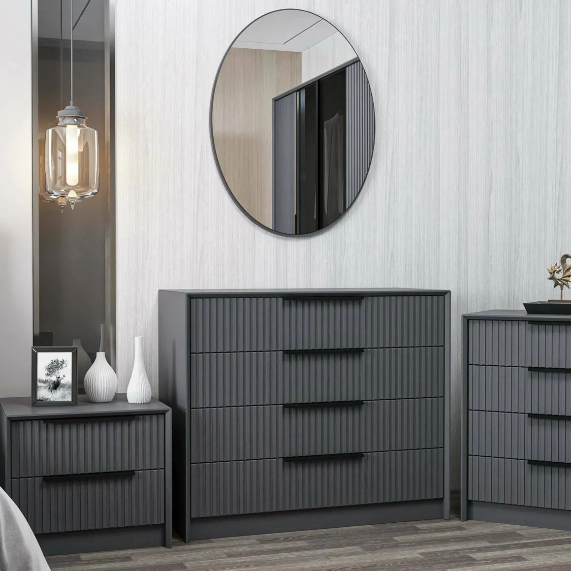 Cassettiera in legno antracite 100x45h cm - Jebi