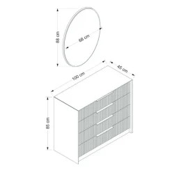 Cassettiera in legno antracite 100x45h cm - Jebi