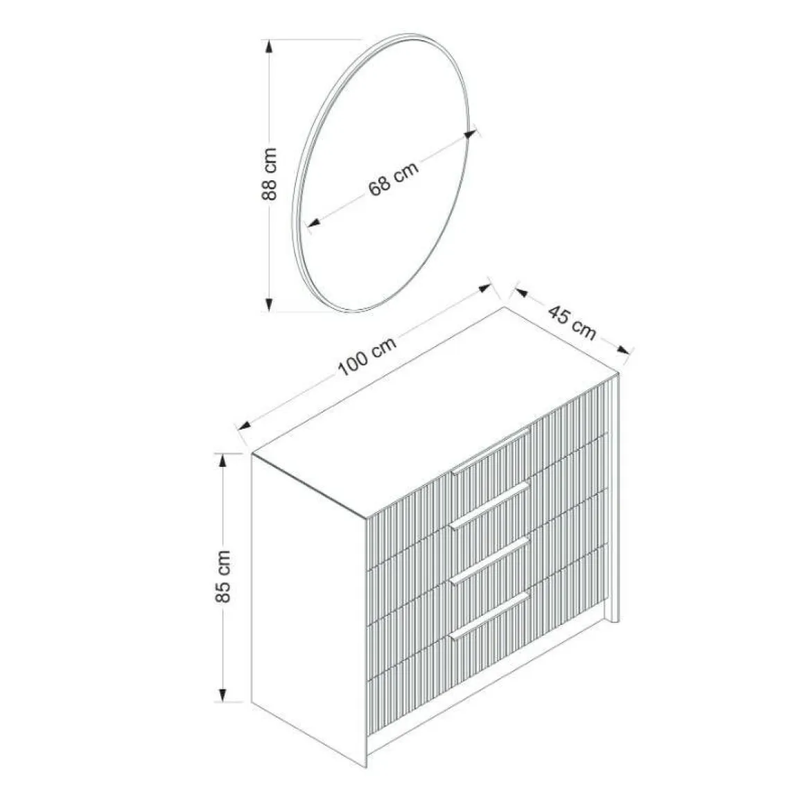 Cassettiera in legno antracite 100x45h cm - Jebi