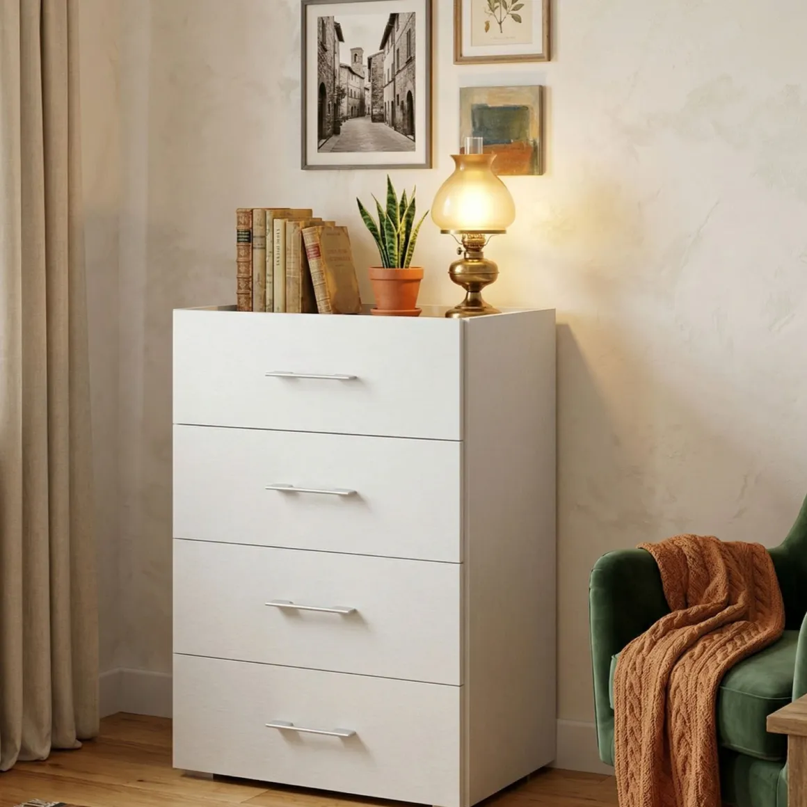 Cassettiera in legno bianca e cemento 50x87h cm - Avim