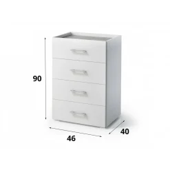 Cassettiera in legno bianca e cemento 50x87h cm - Avim