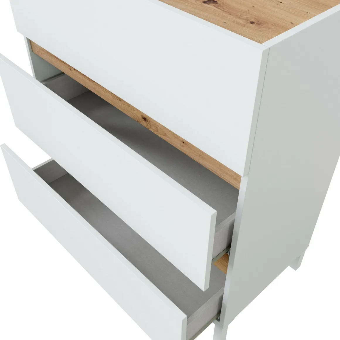 Cassettiera in legno bianca e rovere nodi 79x90h cm - Teddy