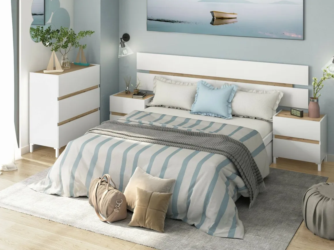 Cassettiera in legno bianca e rovere nodi 79x90h cm - Teddy