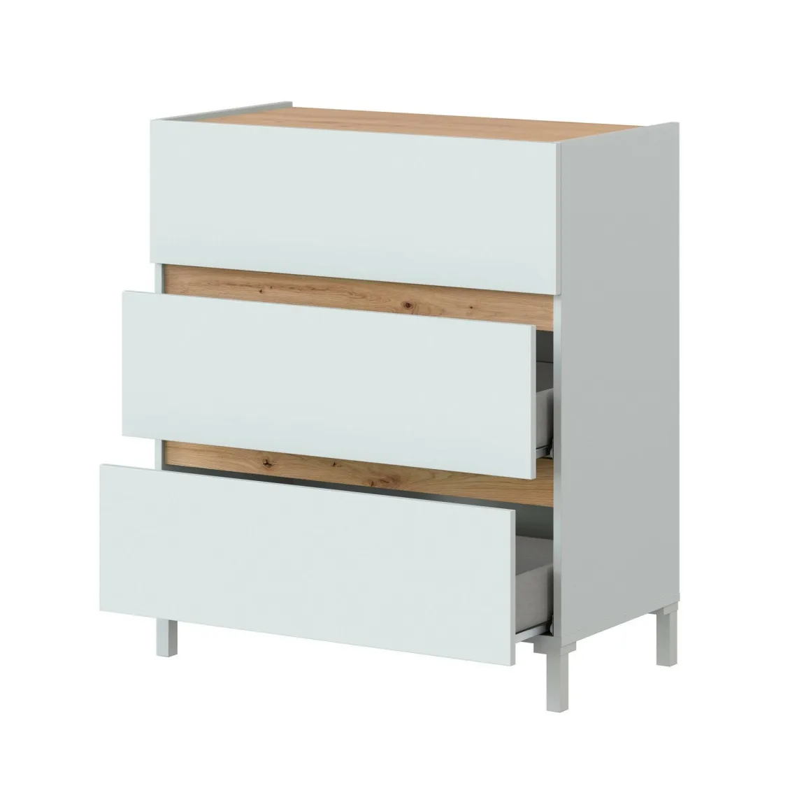 Cassettiera in legno bianca e rovere nodi 79x90h cm - Teddy