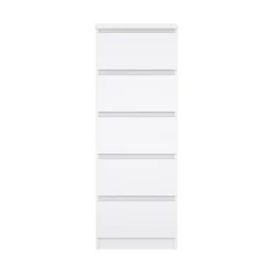 Cassettiere > Dmora Cassettiera in legno bianca lucida 40x50x111h cm - Achaldi Bianco Lucido