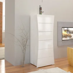 Cassettiere > Dmora Cassettiera in legno bianca lucida 50x70h cm - Accudino Bianco Lucido