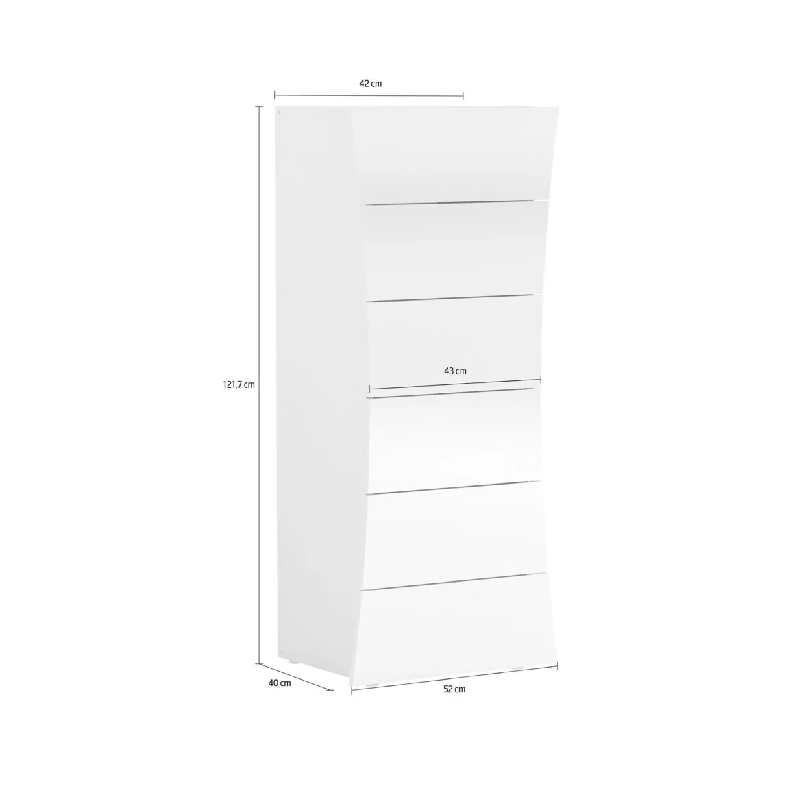 Cassettiera in legno bianca lucida 50x121h cm - Arignano