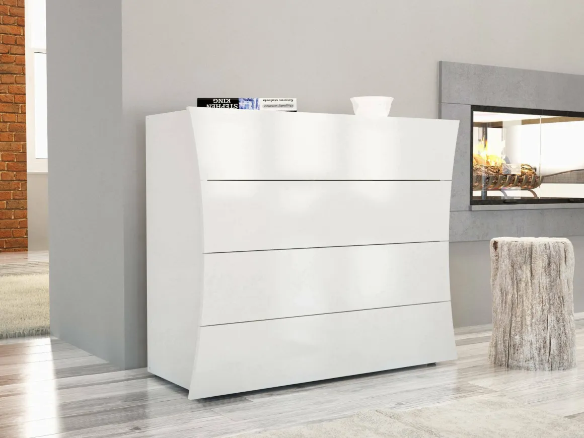 Cassettiera in legno bianca lucida 98x81h cm - Annapaola