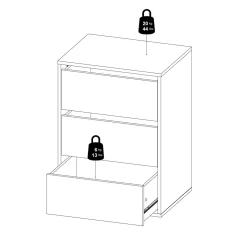 Cassettiera in legno bianca 51x70h cm - Adonino