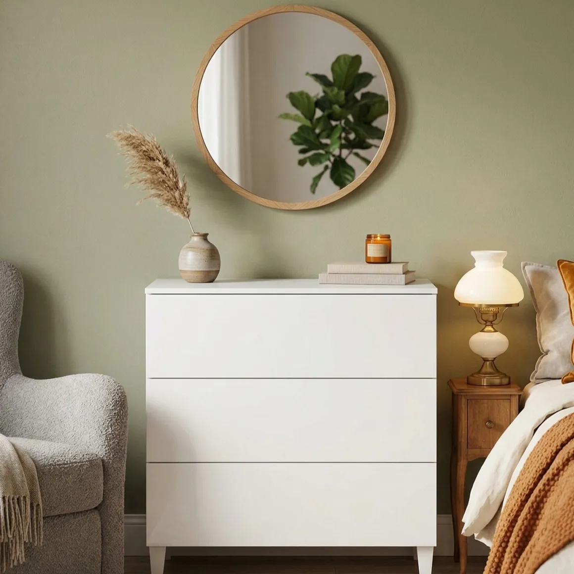 Cassettiere > Dmora Cassettiera in legno bianca 82x79h cm - Sagar Bianco