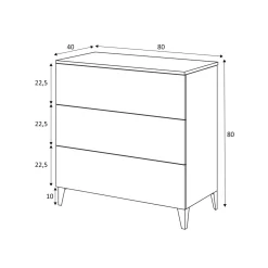 Cassettiere > Dmora Cassettiera in legno bianca 82x79h cm - Sagar Bianco