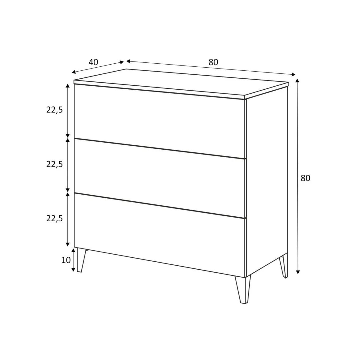 Cassettiere > Dmora Cassettiera in legno bianca 82x79h cm - Sagar Bianco