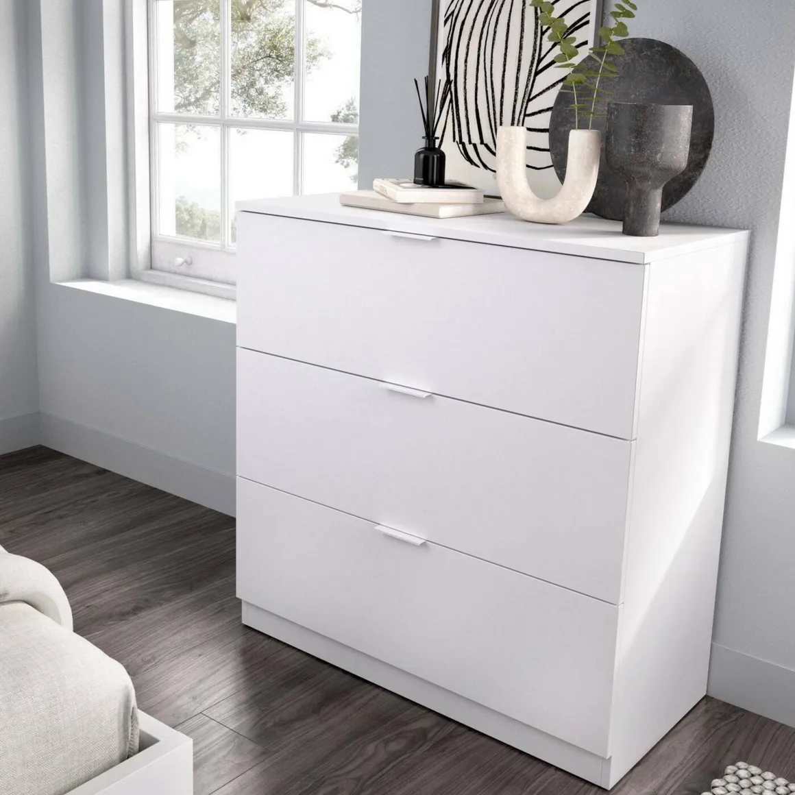 Cassettiere > Dmora Cassettiera in legno bianca 82x98h cm - Alulim Bianco