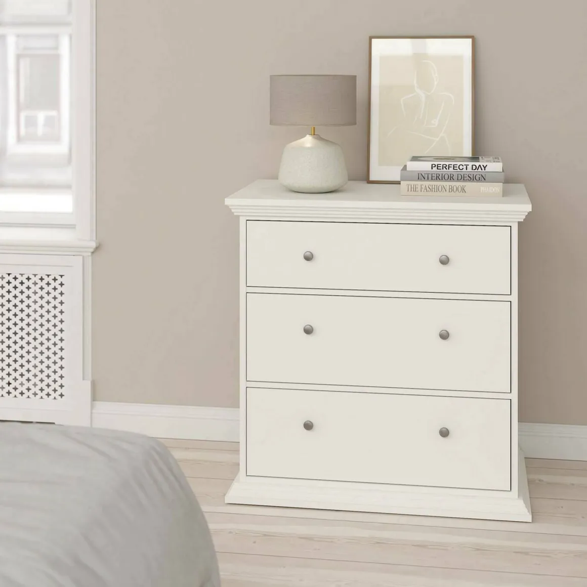 Cassettiere > Dmora Cassettiera in legno bianca 98x81h cm - Pelagie Bianco