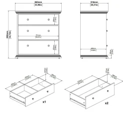 Cassettiere > Dmora Cassettiera in legno bianca 98x81h cm - Pelagie Bianco